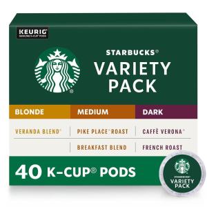 imageStarbucks KCup Coffee PodsStarbucks Blonde Medium ampamp Dark Roast CoffeeVariety Pack for Keurig Brewers100 Arabica1 box 40 pods totalClassic Mix 5 Roasts