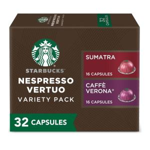 imageStarbucks by Nespresso Vertuo French Roast Dark Roast Coffee 32count Coffee Pods Brews 78 ozDark Roast Variety Pack