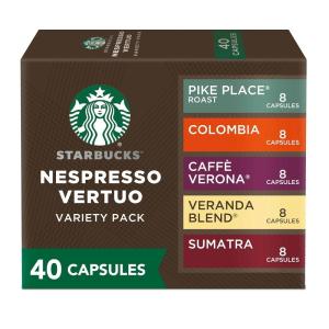 imageStarbucks by Nespresso Vertuo Pike Place Medium Roast Coffee 32count Coffee Pods Brews 78 ozCoffee Variety Pack